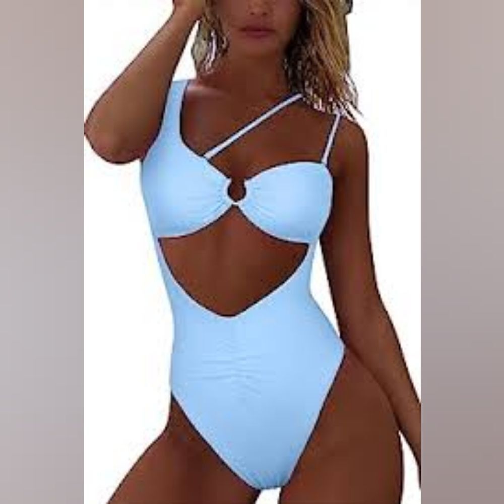 Stylish White Women's Cutout One-piece Swimsuit LARGE L